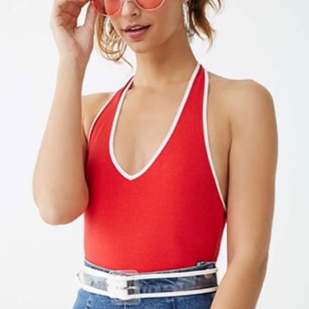 Forever 21 Red Halter Bodysuit